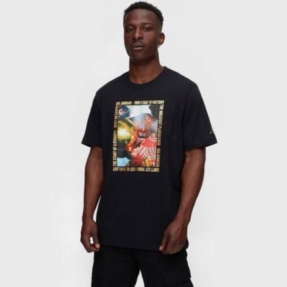 VINTAGE RETRO AIR JORDAN JUMPMAN 1991 ROAD TO VICTORY  SHORT SLEEVE TEE SIZE MED